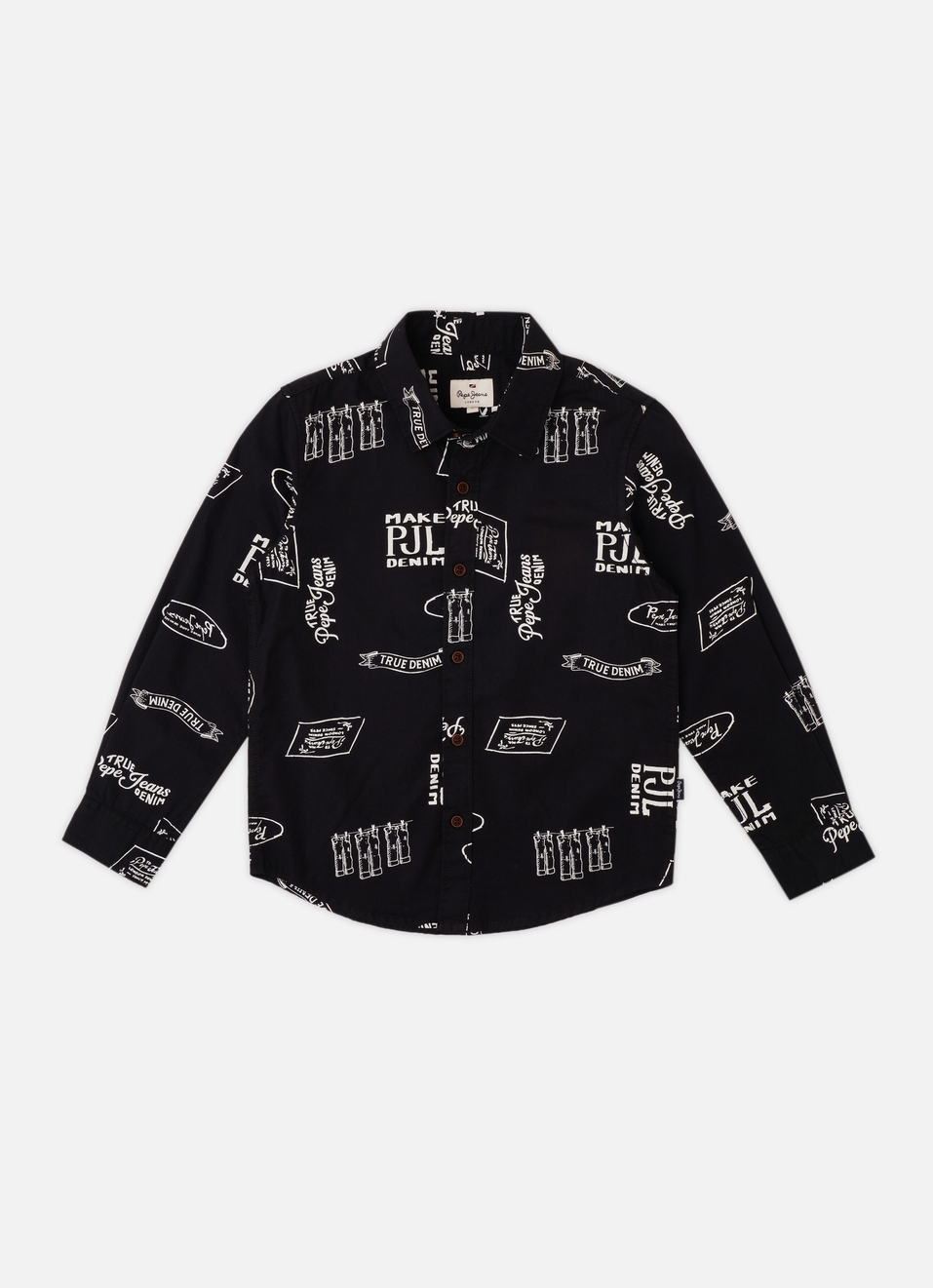 Boys Black Printed Full Sleeve Shirt, , large image number 0