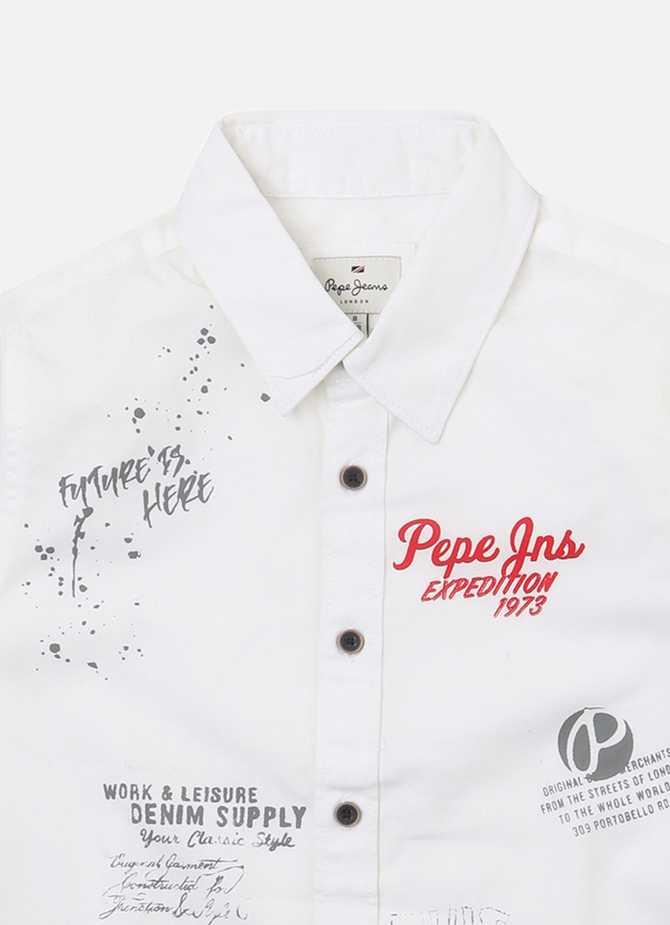 Boys White Placement Print Full Sleeve Shirt, , large image number 2