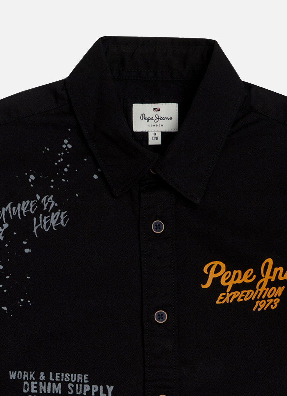 Boys Black Placement Print Full Sleeve Shirt, , large image number 2