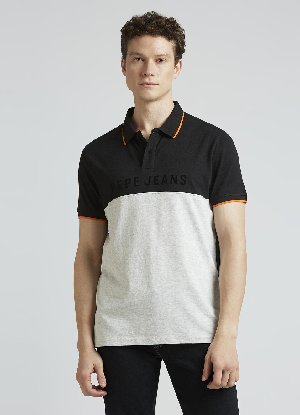 Black Colour Block Short Sleeve Polo, , large image number 1