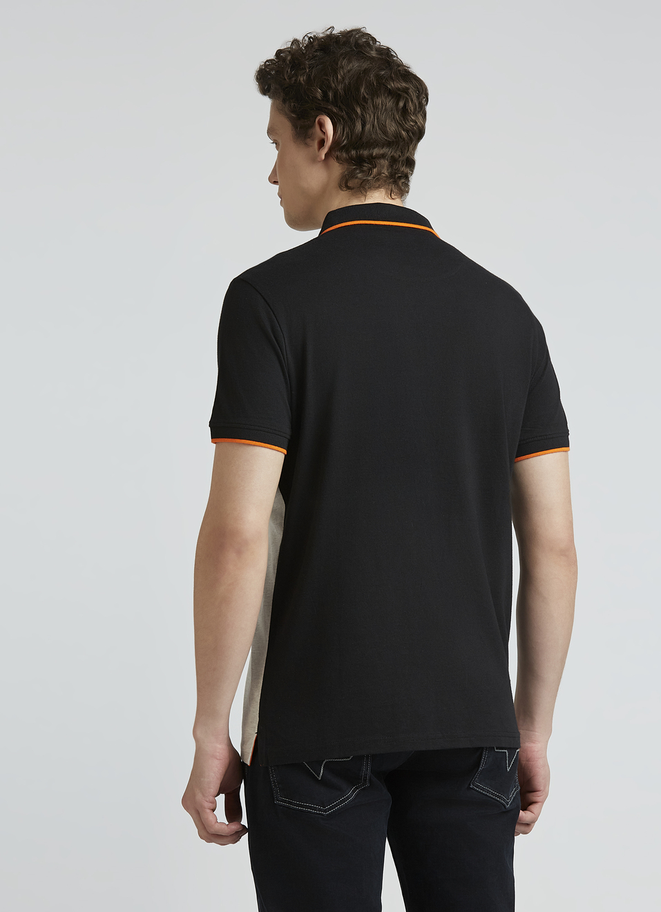 Black Colour Block Short Sleeve Polo, , large image number 2