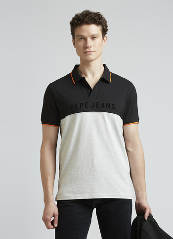 Black Colour Block Short Sleeve Polo