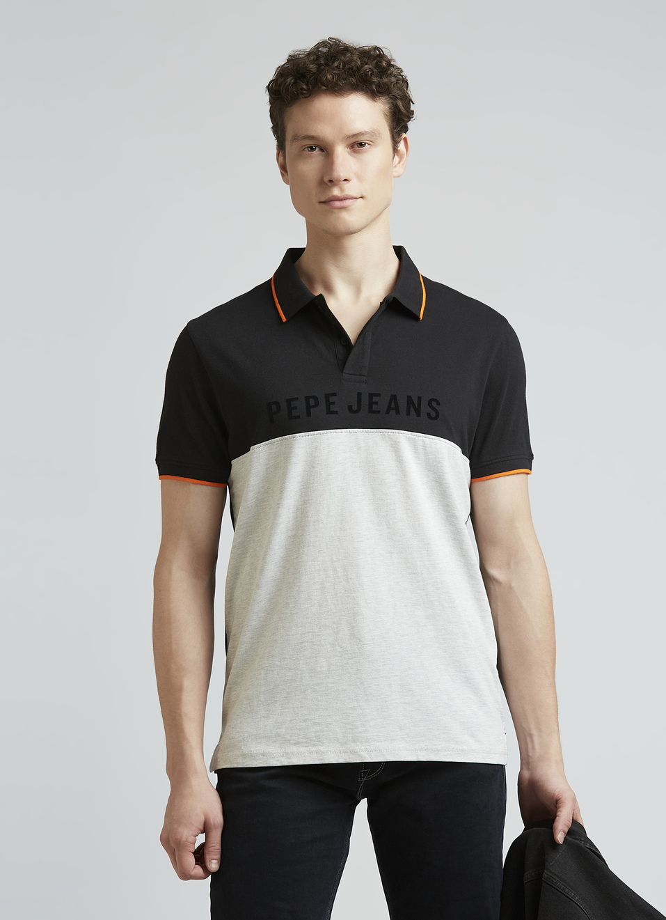 Black Colour Block Short Sleeve Polo, , large image number 0