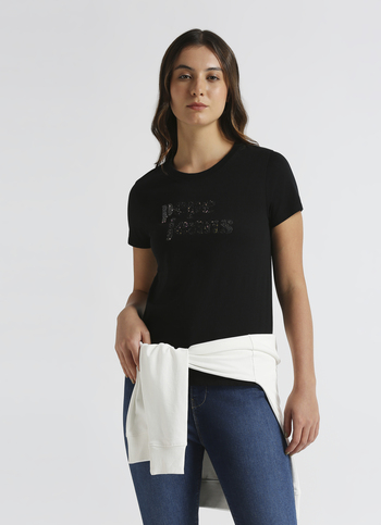 Black Flock Print Short Sleeve T-shirt