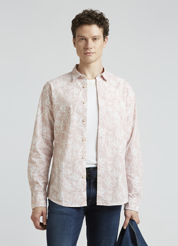 Peach Botanical Print Full Sleeve Shirt