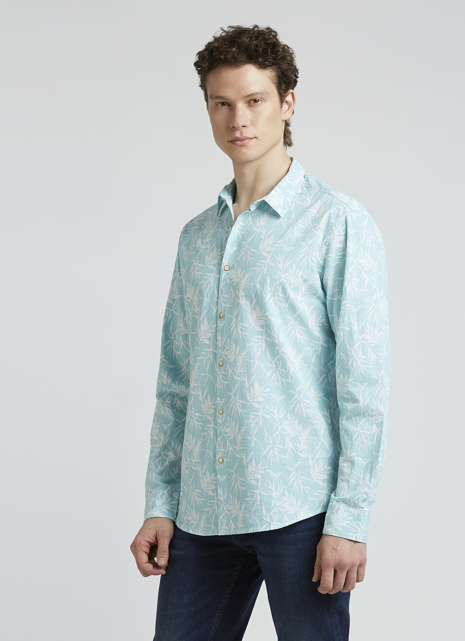Blue Botanical Print Full Sleeve Shirt, , large image number 3