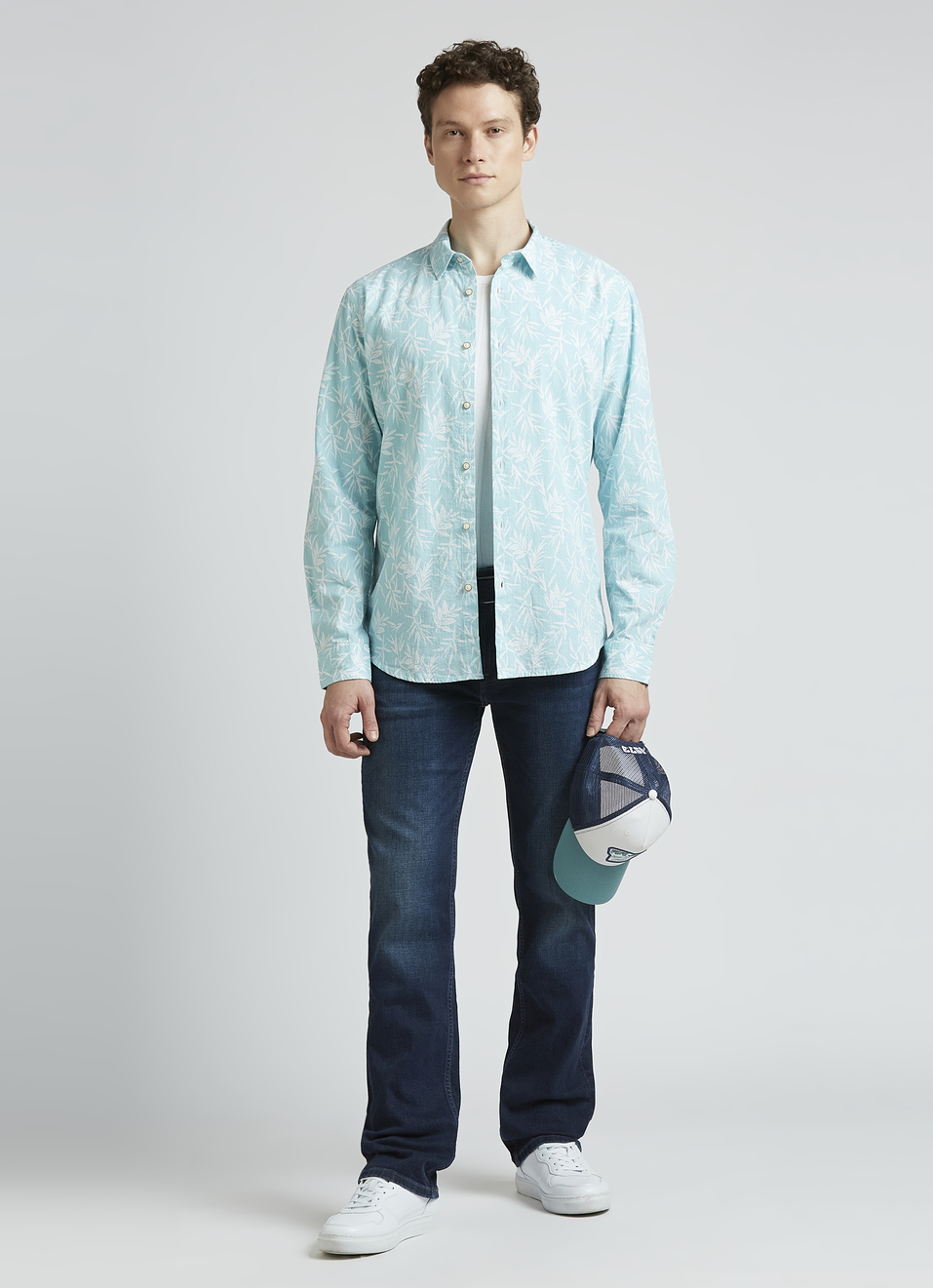 Blue Botanical Print Full Sleeve Shirt, , large image number 5