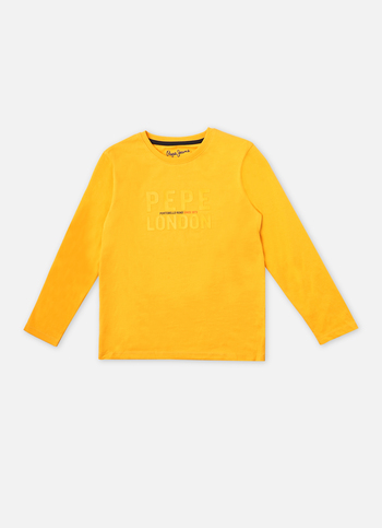 Boys Yellow Printed Full Sleeve T-shirt