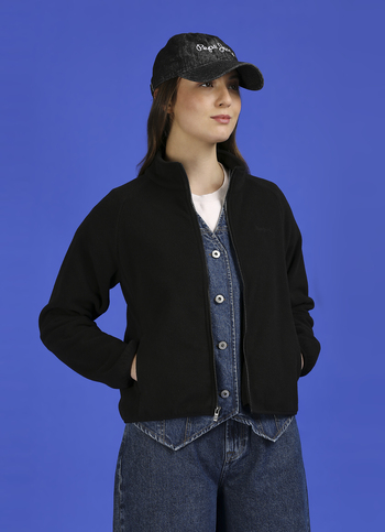 Black High Neck Full Sleeve Jacket
