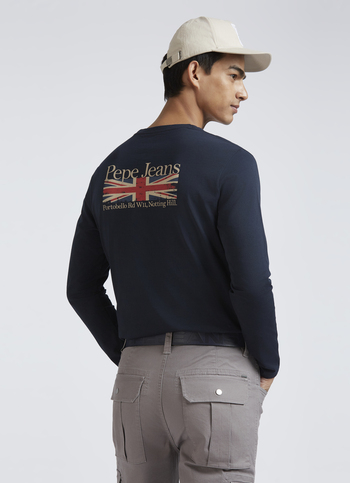 Blue Back Graphic Print Full Sleeves T-shirt