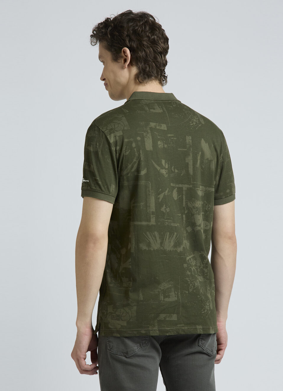 Green Graphic Print Short-sleeves Polo, , large image number 2