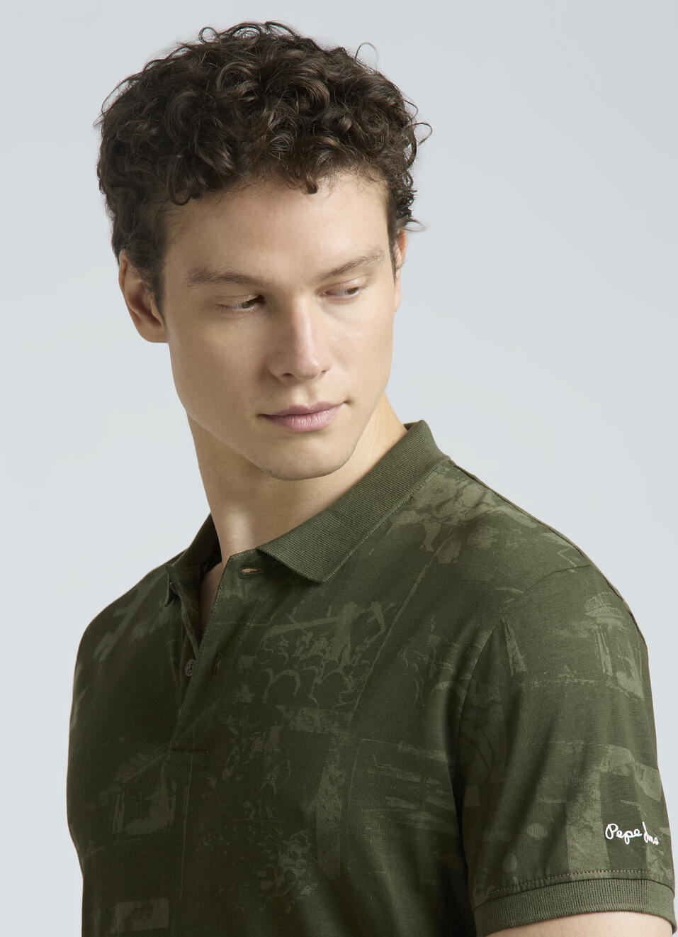 Green Graphic Print Short-sleeves Polo, , large image number 4