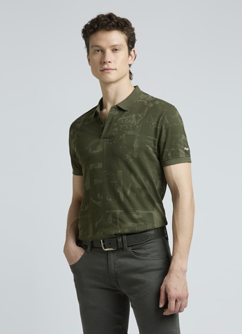 Green Graphic Print Short-sleeves Polo