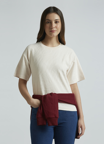 Light Pink Self Design Short Sleeve T-shirt