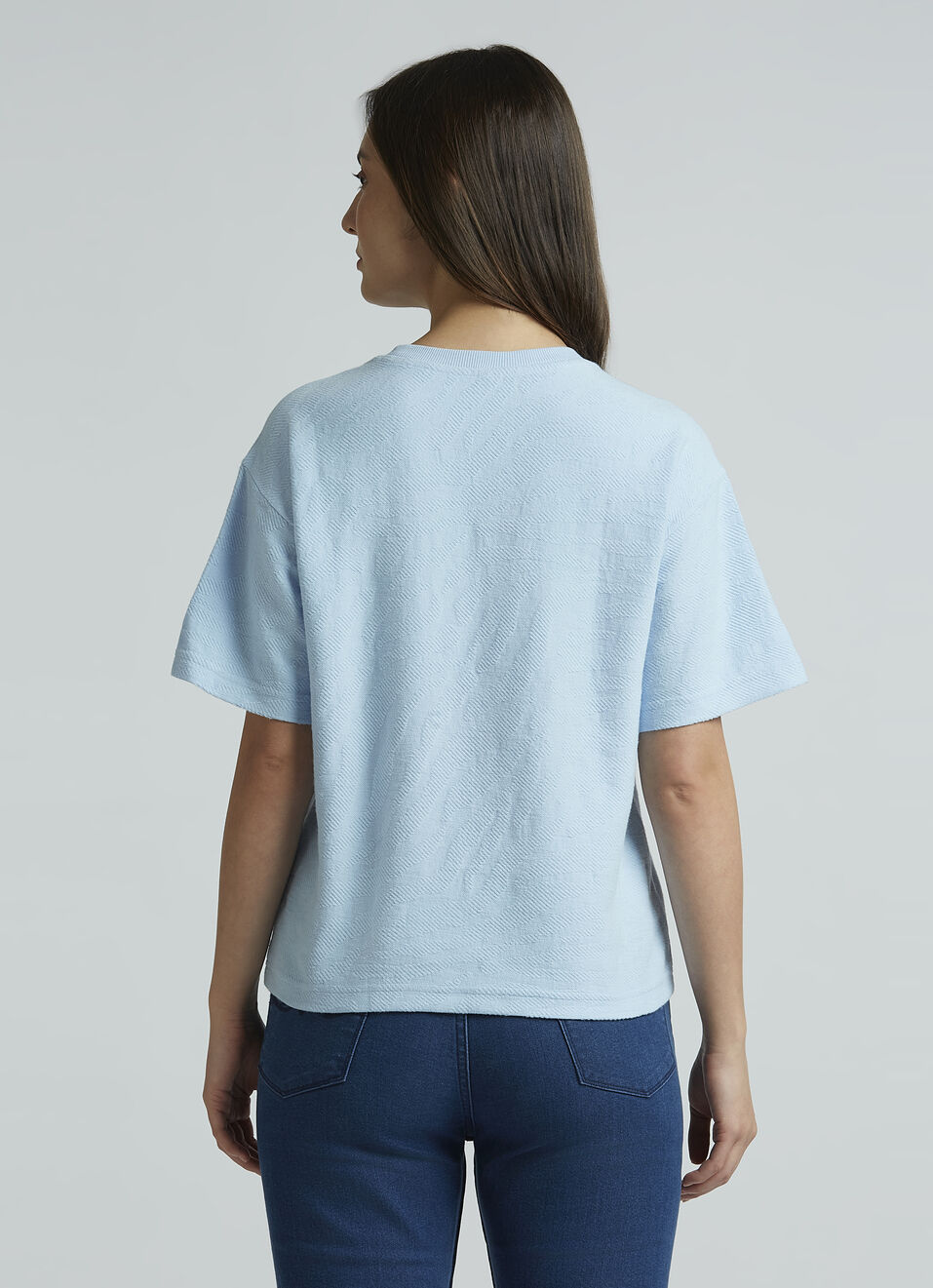 Blue Self Design  Short Sleeve T-shirt, , large image number 2