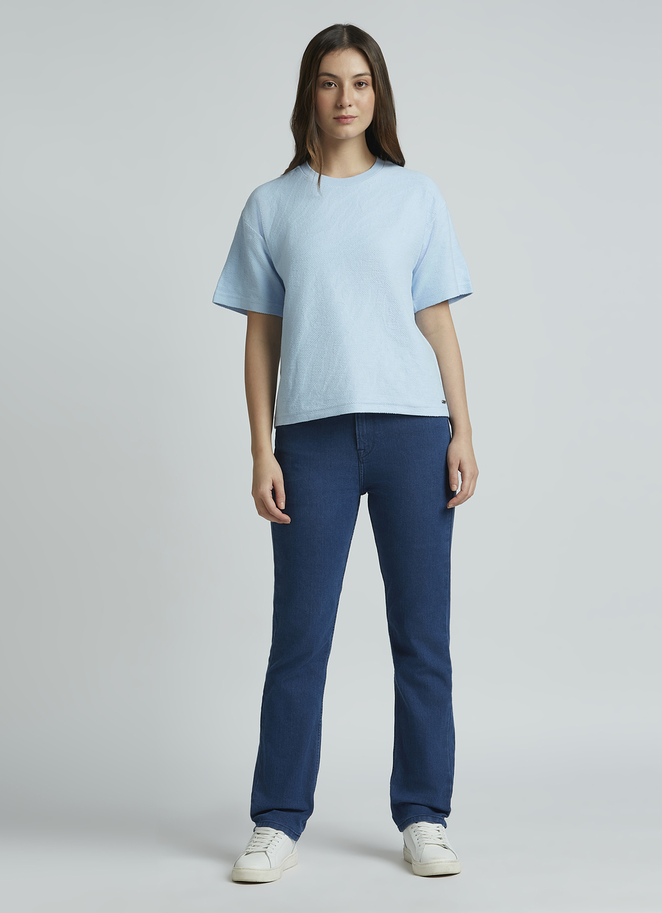 Blue Self Design  Short Sleeve T-shirt, , large image number 5