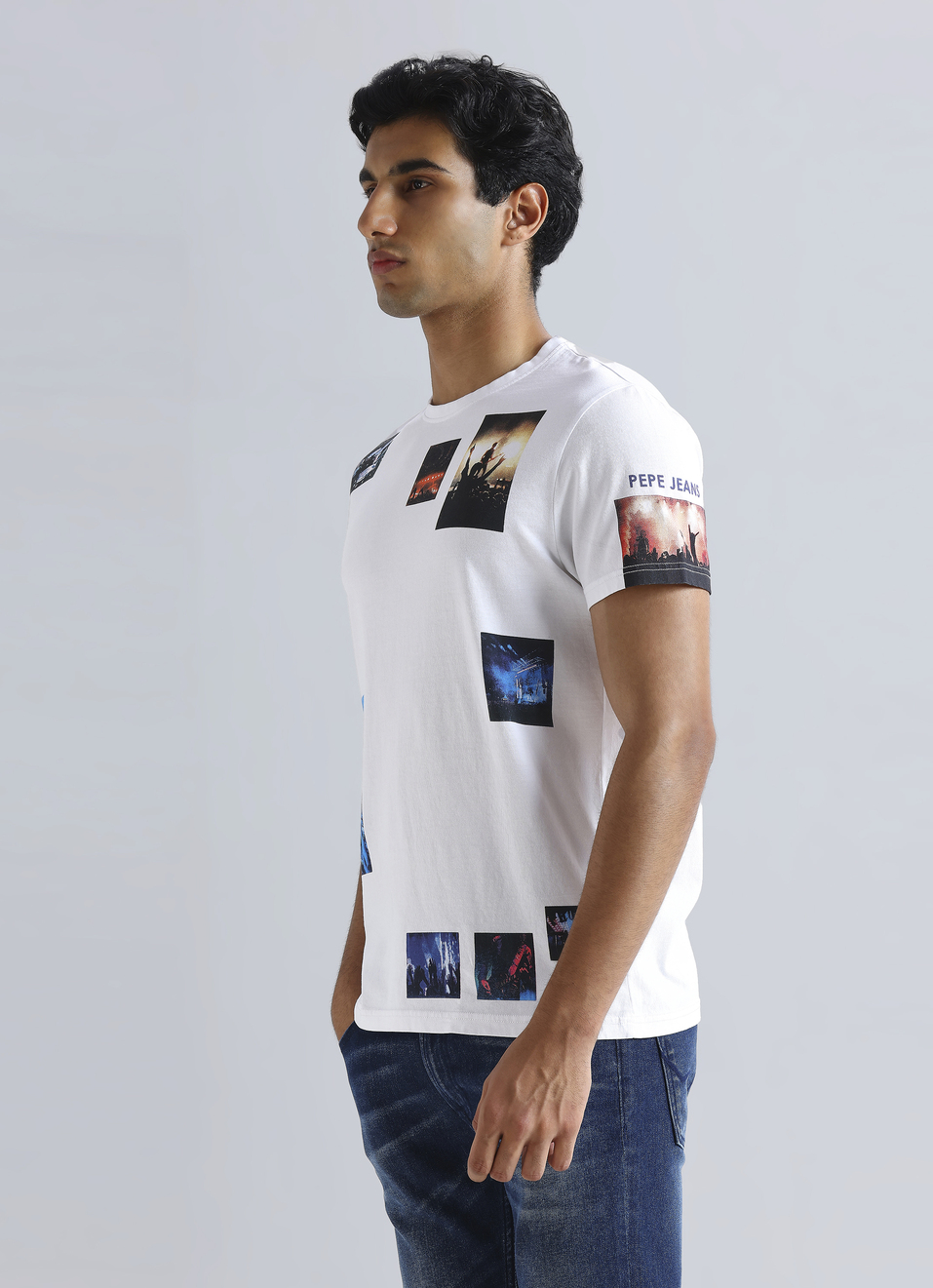 White Photographic Print Short Sleeve T-shirt, , large image number 3