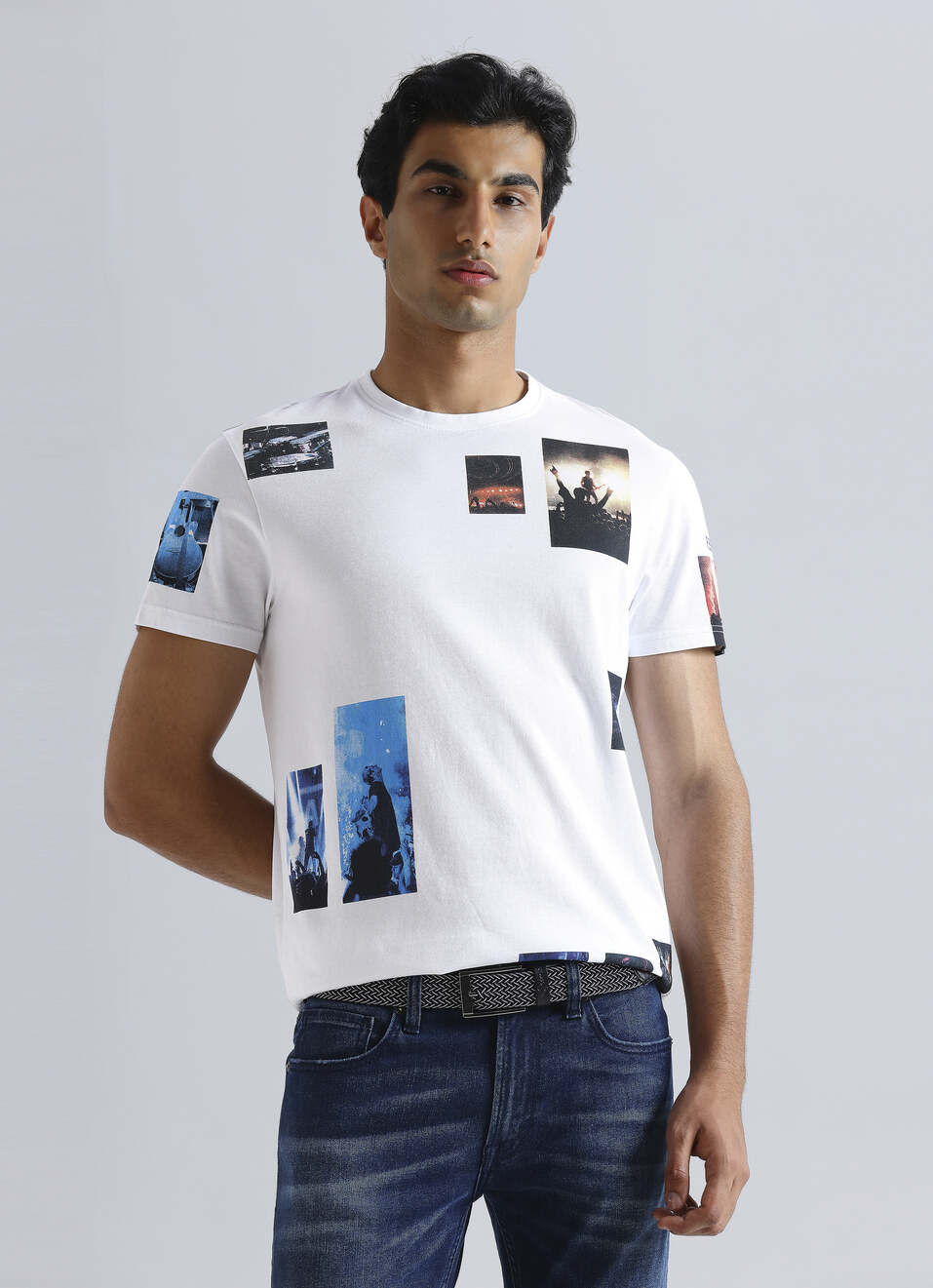 White Photographic Print Short Sleeve T-shirt, , large image number 0