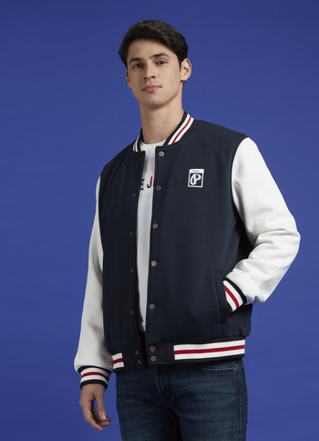 Navy Back Print Full Sleeve Lightweight Jacket