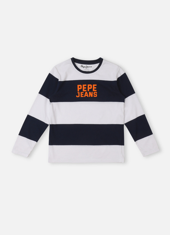 Boys Navy Stripes Full Sleeves T-shirt