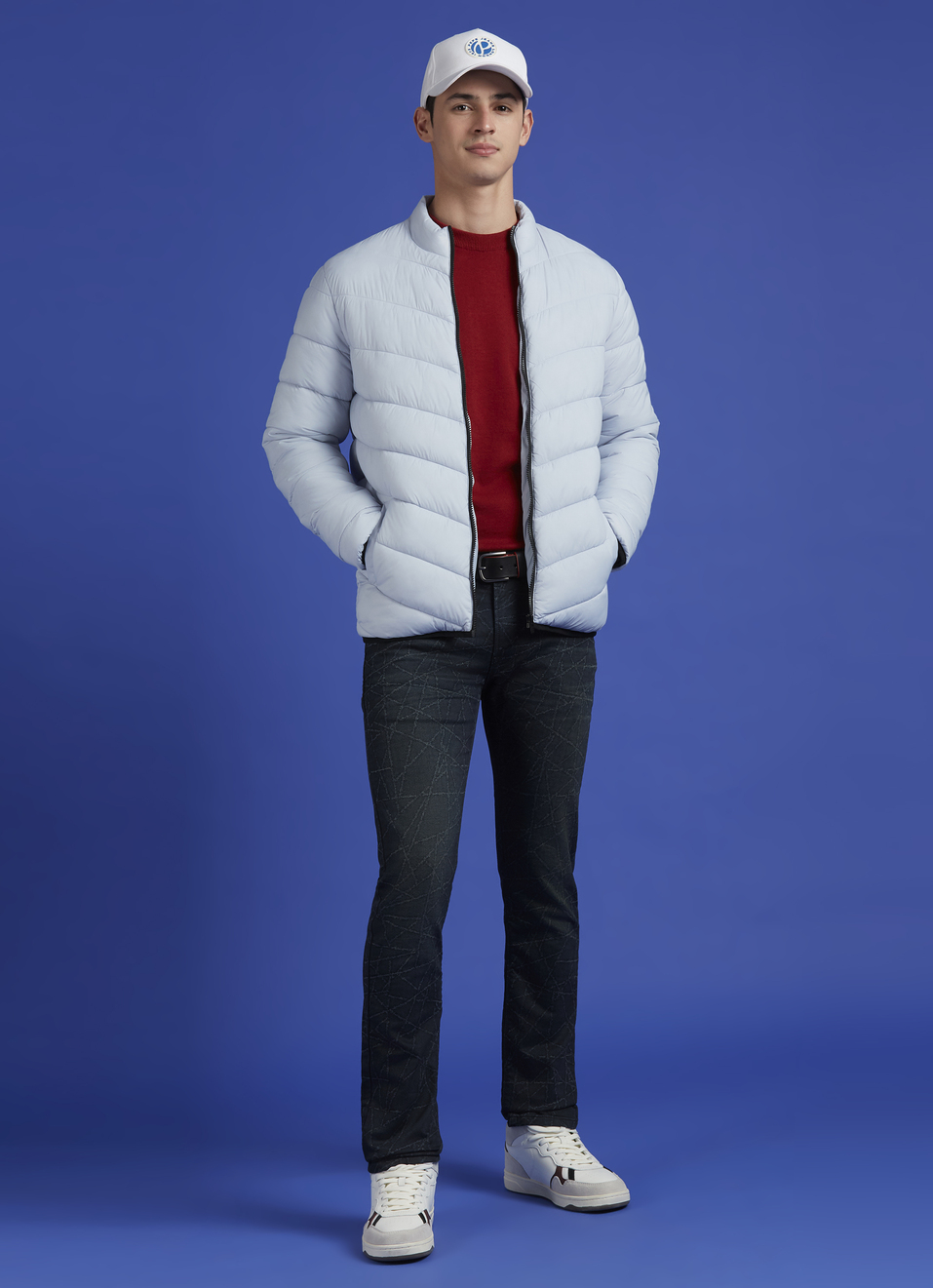 Blue Full Sleeve Puffer Jacket, , large image number 5