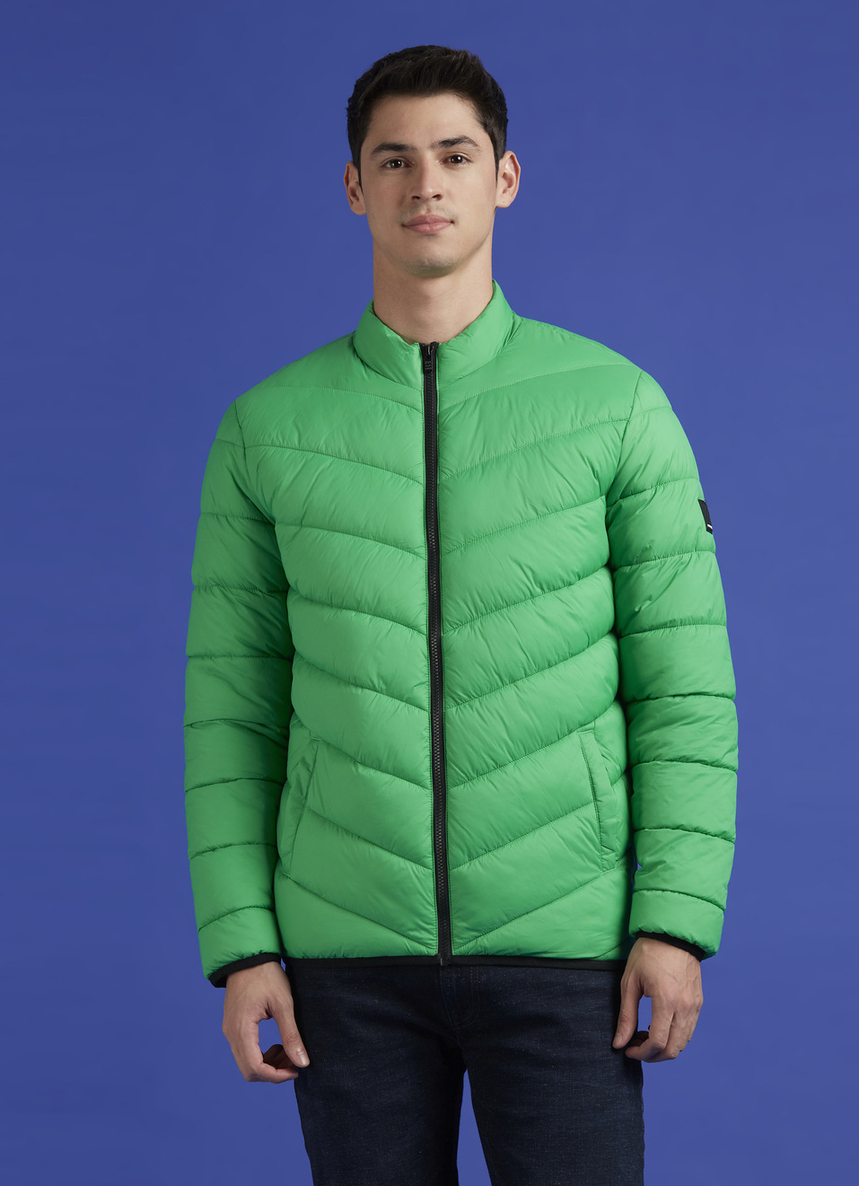 Green Full Sleeve Full Sleeve Puffer Jacket, , large image number 1