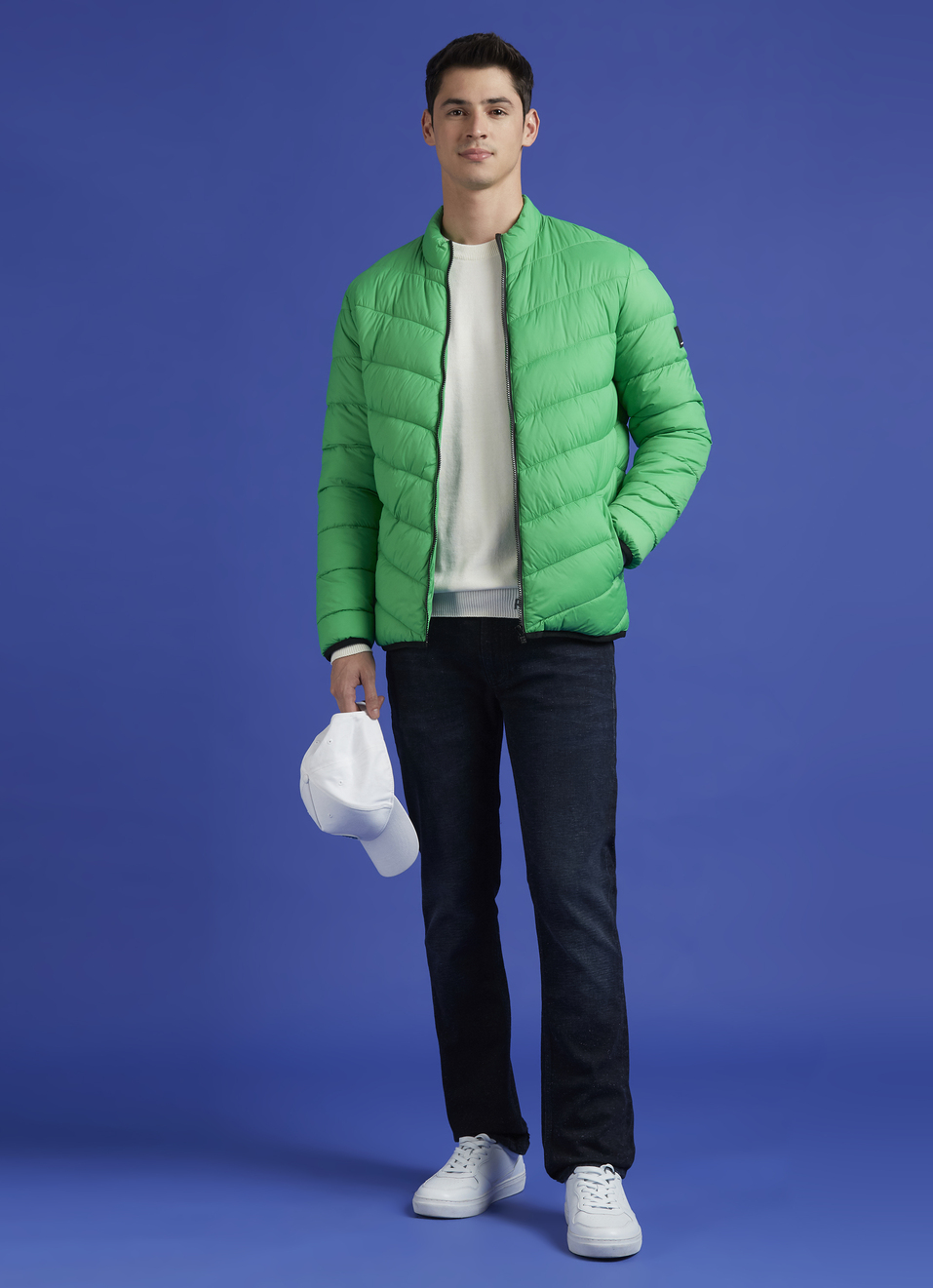 Green Full Sleeve Full Sleeve Puffer Jacket, , large image number 5