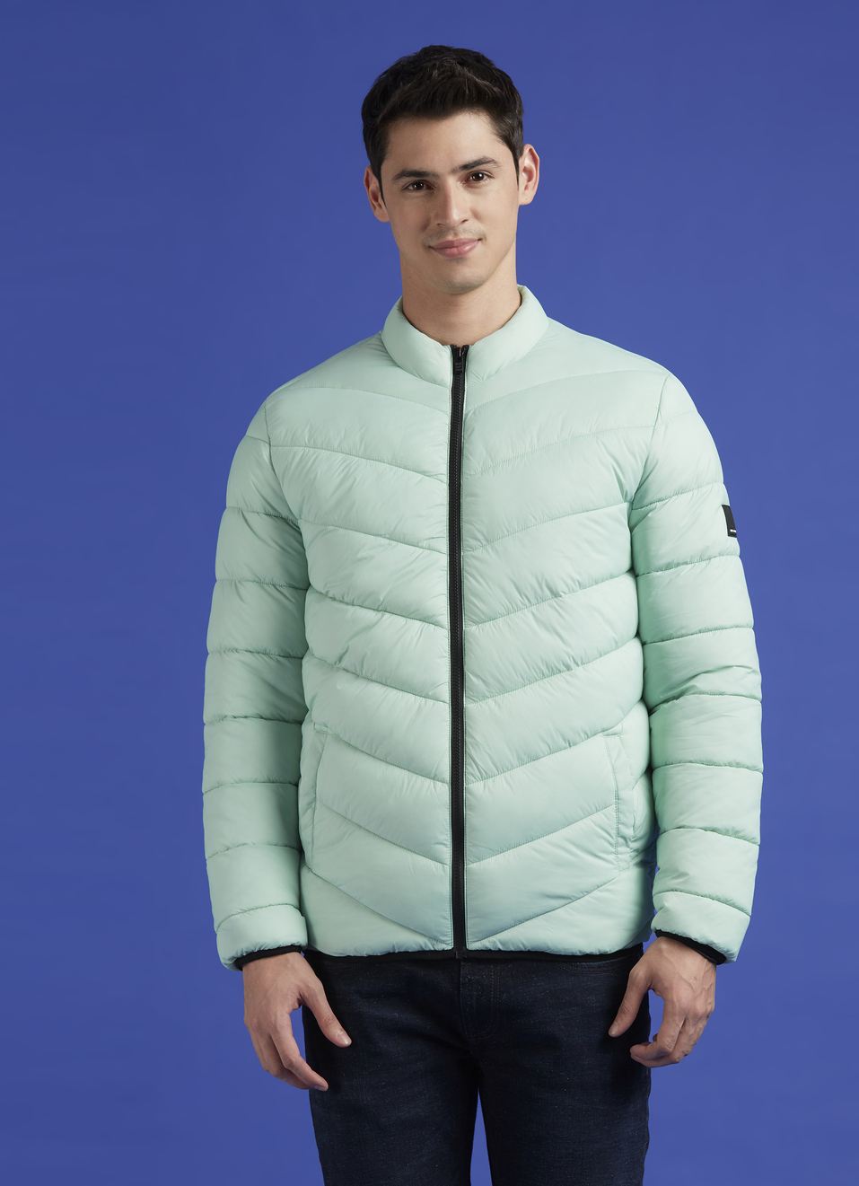 Green Full Sleeve  Puffer Jacket, , large image number 1