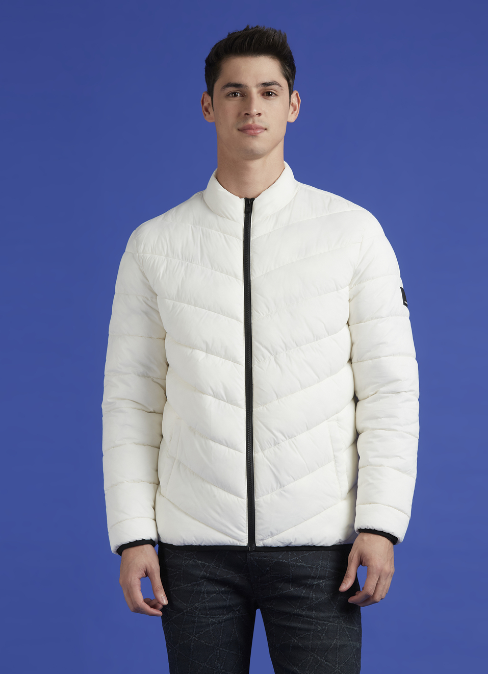 White Full Sleeve Full Sleeve Puffer Jacket, , large image number 1