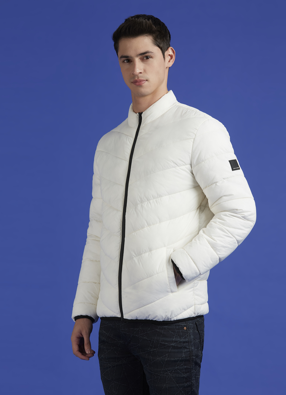 White Full Sleeve Full Sleeve Puffer Jacket, , large image number 3