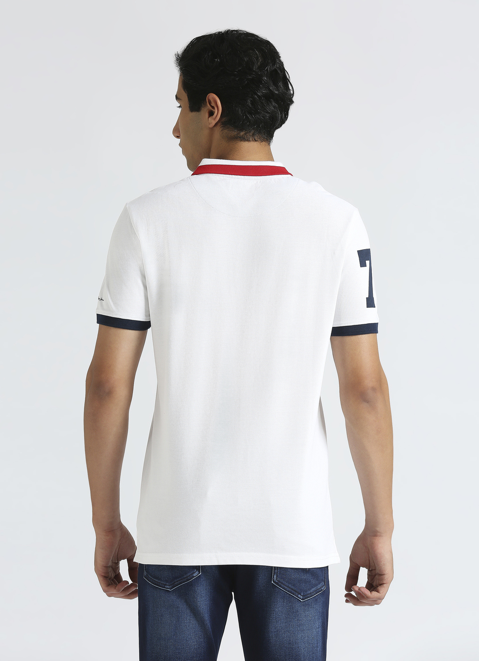 White Short Sleeve Varsity Polo, , large image number 2