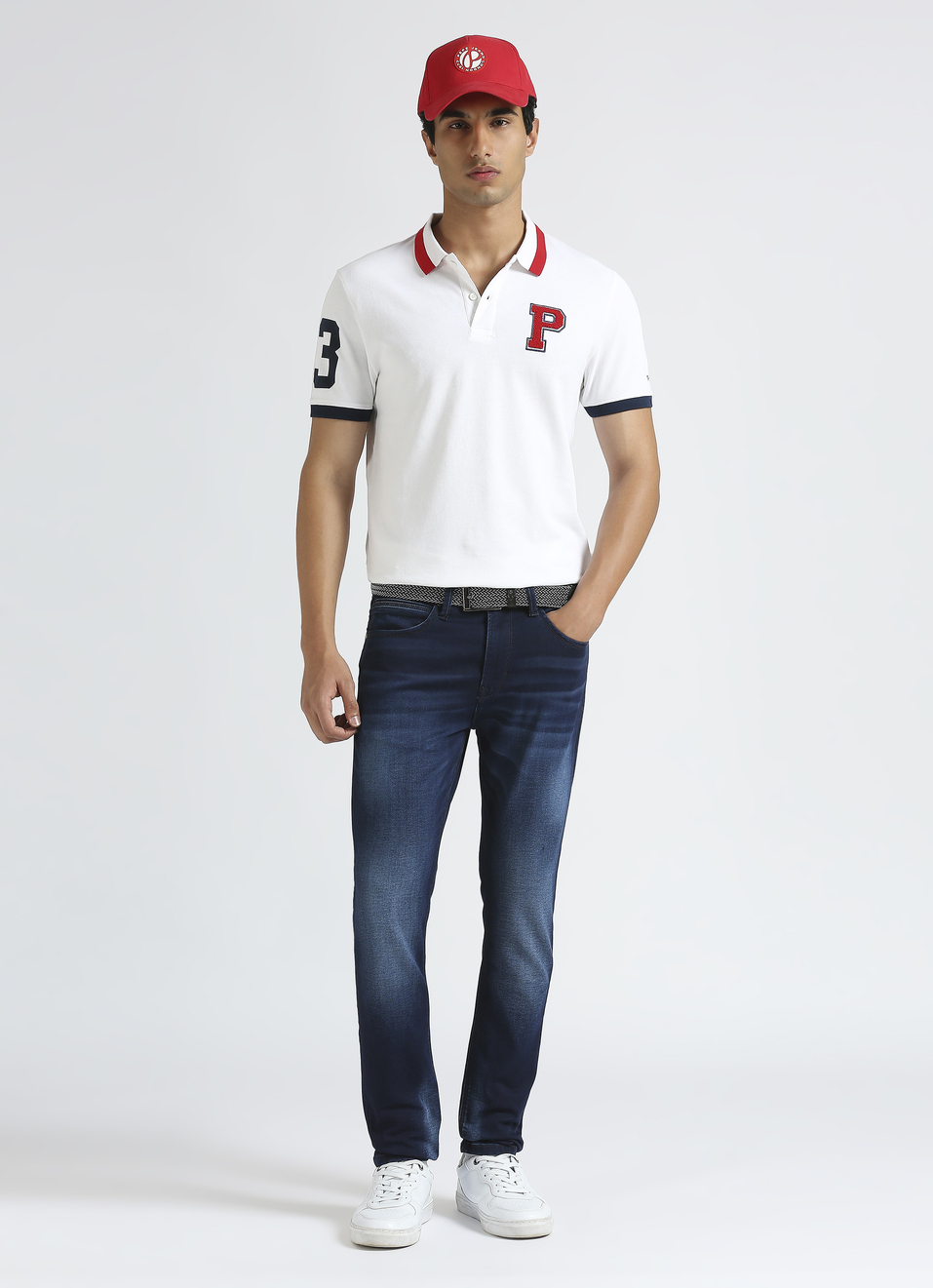 White Short Sleeve Varsity Polo, , large image number 5