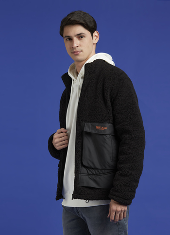 Black High Neck Full Sleeve Jacket