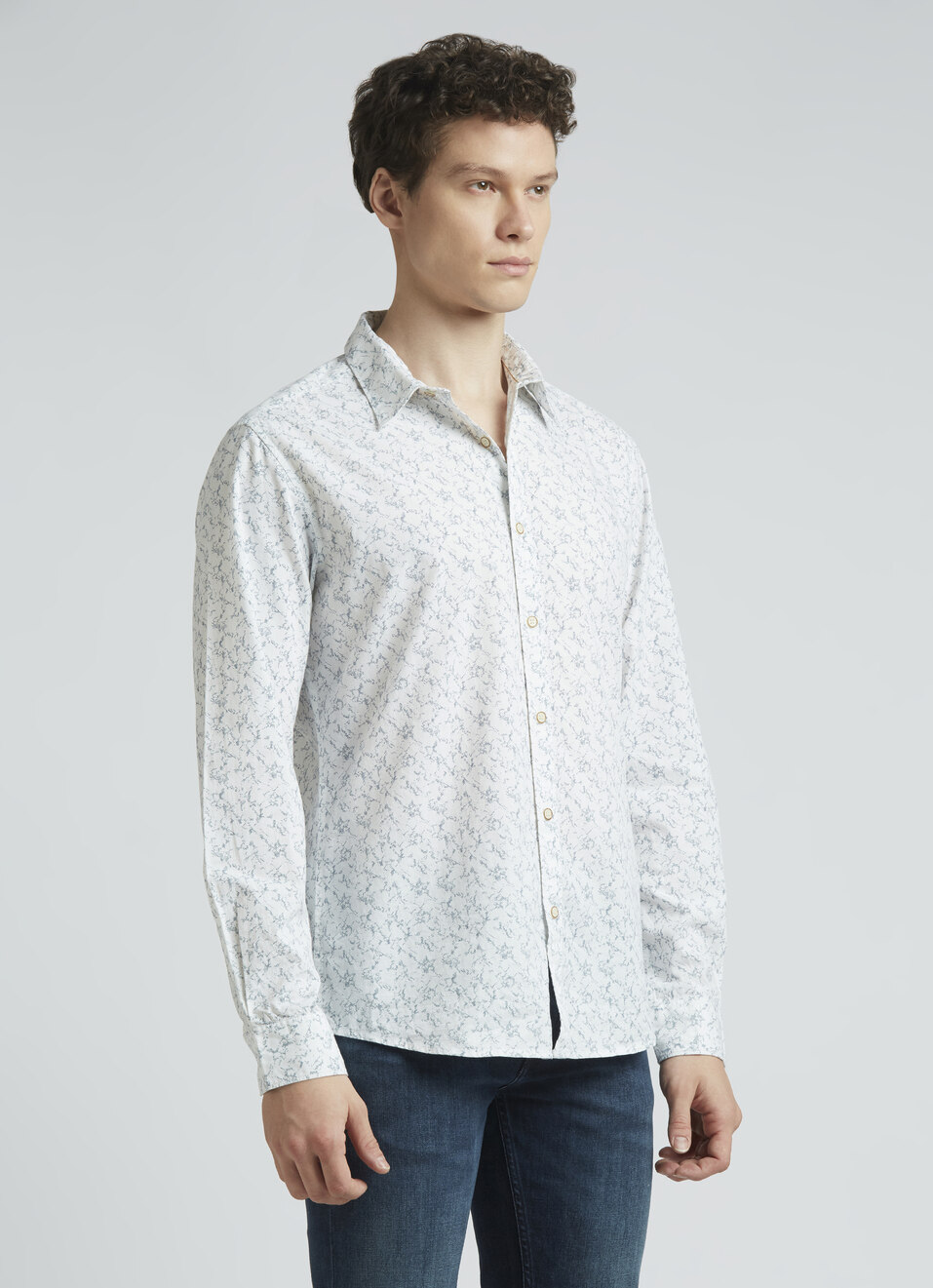 White Abstract Print Full Sleeve Shirt, , large image number 3