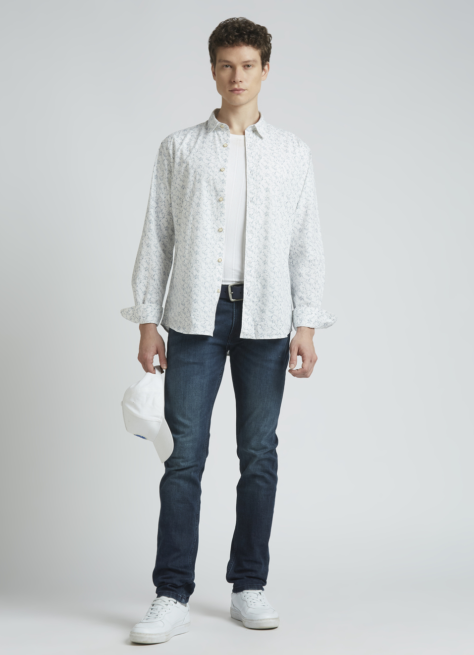 White Abstract Print Full Sleeve Shirt, , large image number 5