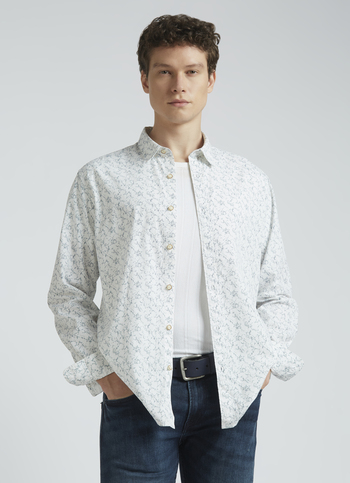 White Abstract Print Full Sleeve Shirt