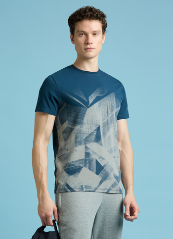 Teal Abstract Print Short Sleeves T-shirt