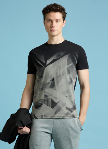 Black Abstract Print Short Sleeves T-shirt