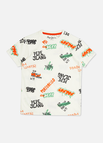 Boys White Typographic Print Short Sleeve T-shirt
