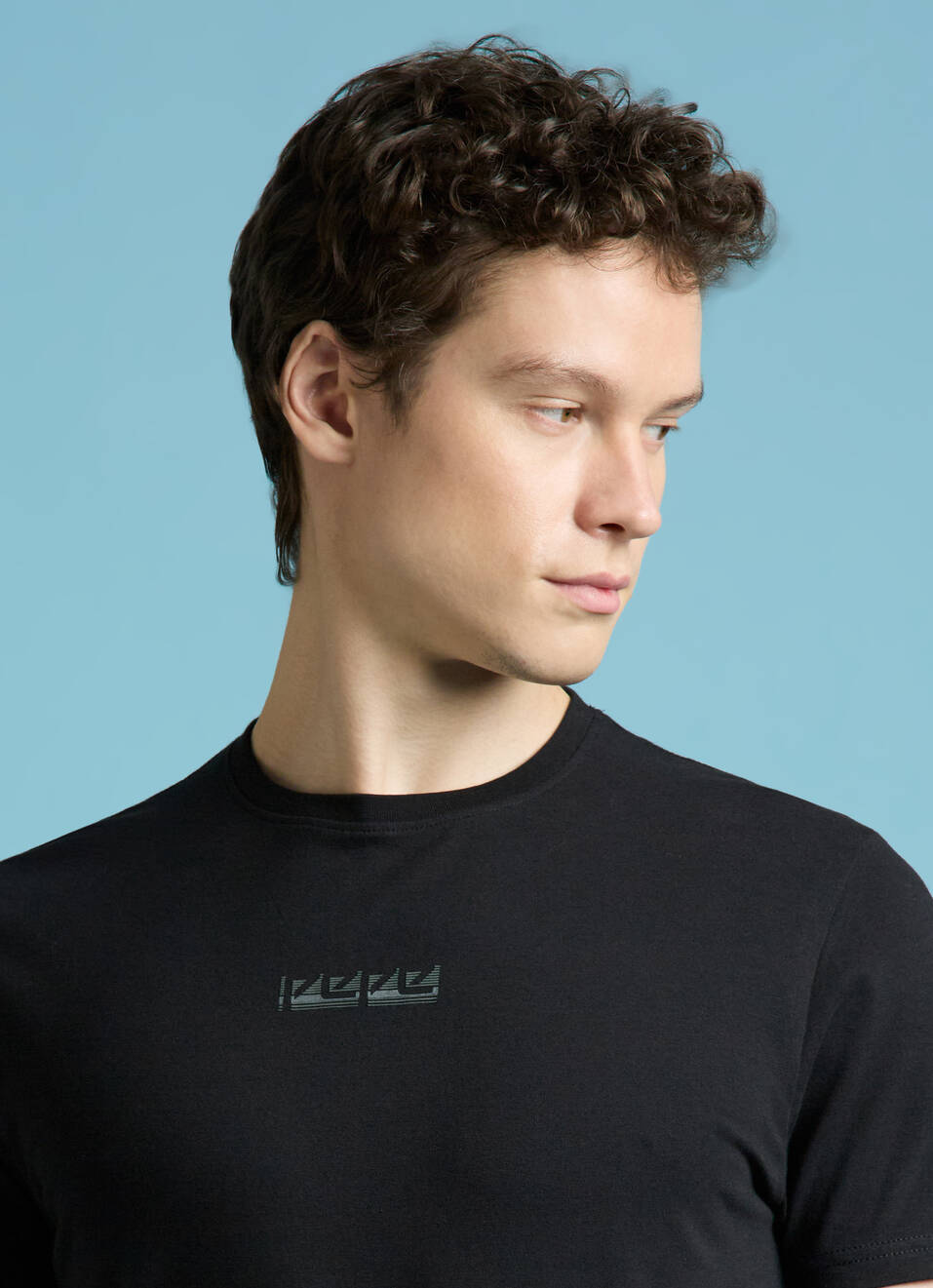 Black Abstract Print Short Sleeves T-shirt, , large image number 4