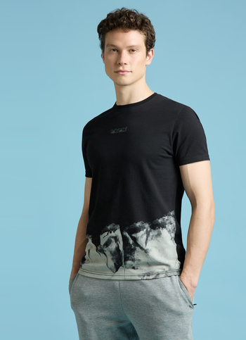 Black Abstract Print Short Sleeves T-shirt