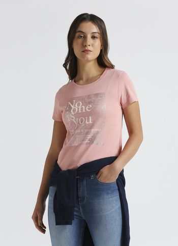 Pink Foil Print Short Sleeve T-shirt