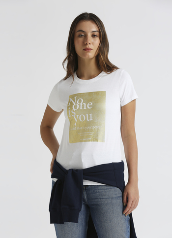 White Foil Print Short Sleeve T-shirt