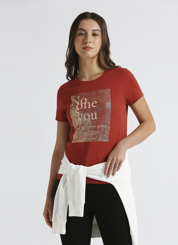 Brown Foil Print Short Sleeve T-shirt