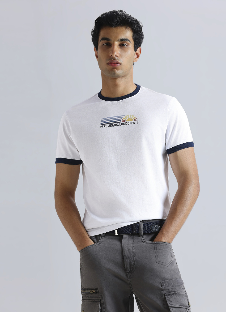 White Graphic Print Short Sleeve T-shirt, , large image number 0