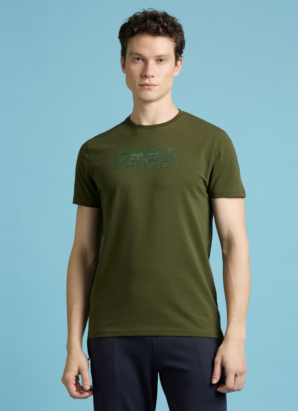 Olive Graphic Print Short Sleeve T-shirt, , large image number 1