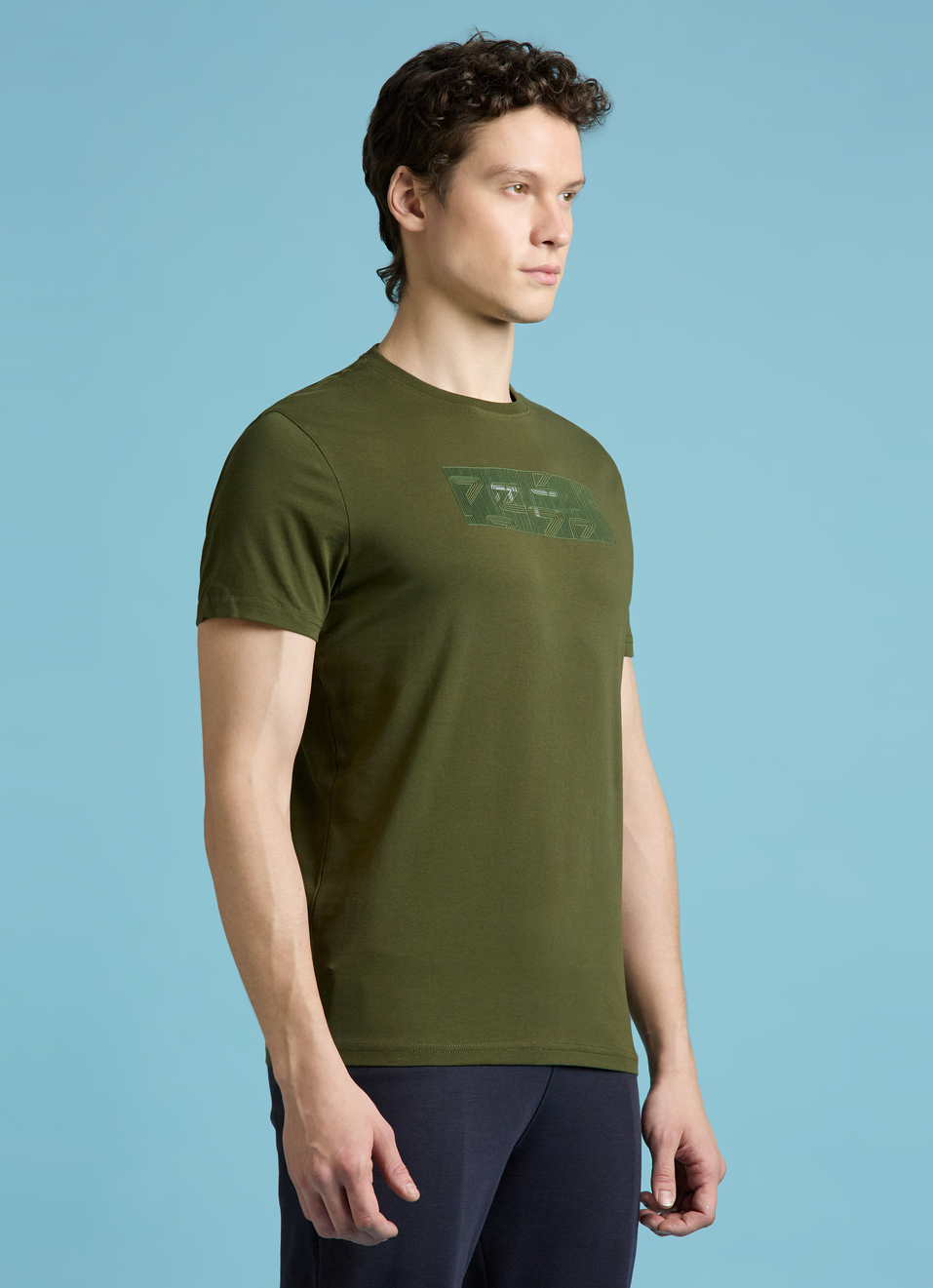 Olive Graphic Print Short Sleeve T-shirt, , large image number 3