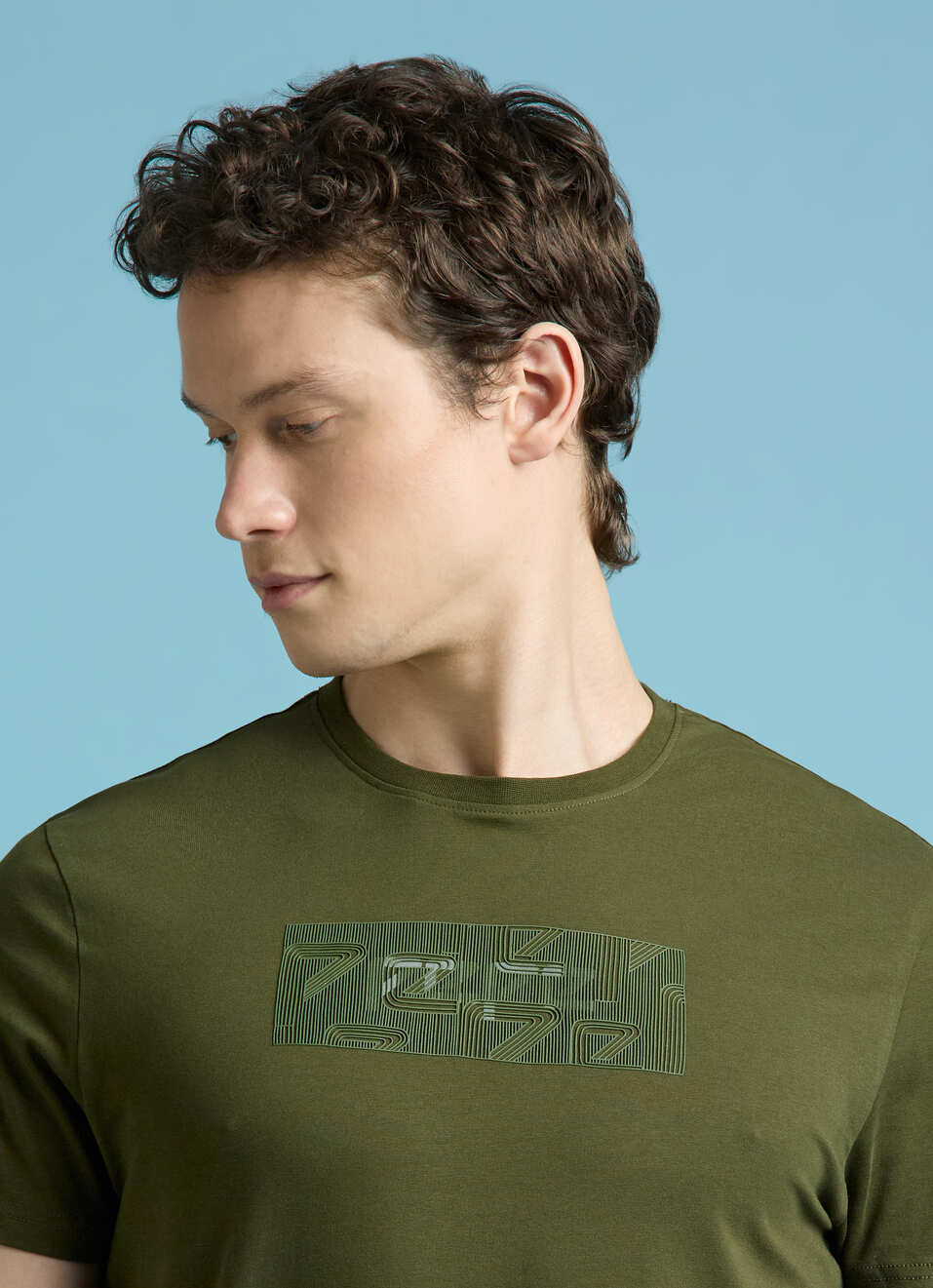 Olive Graphic Print Short Sleeve T-shirt, , large image number 4