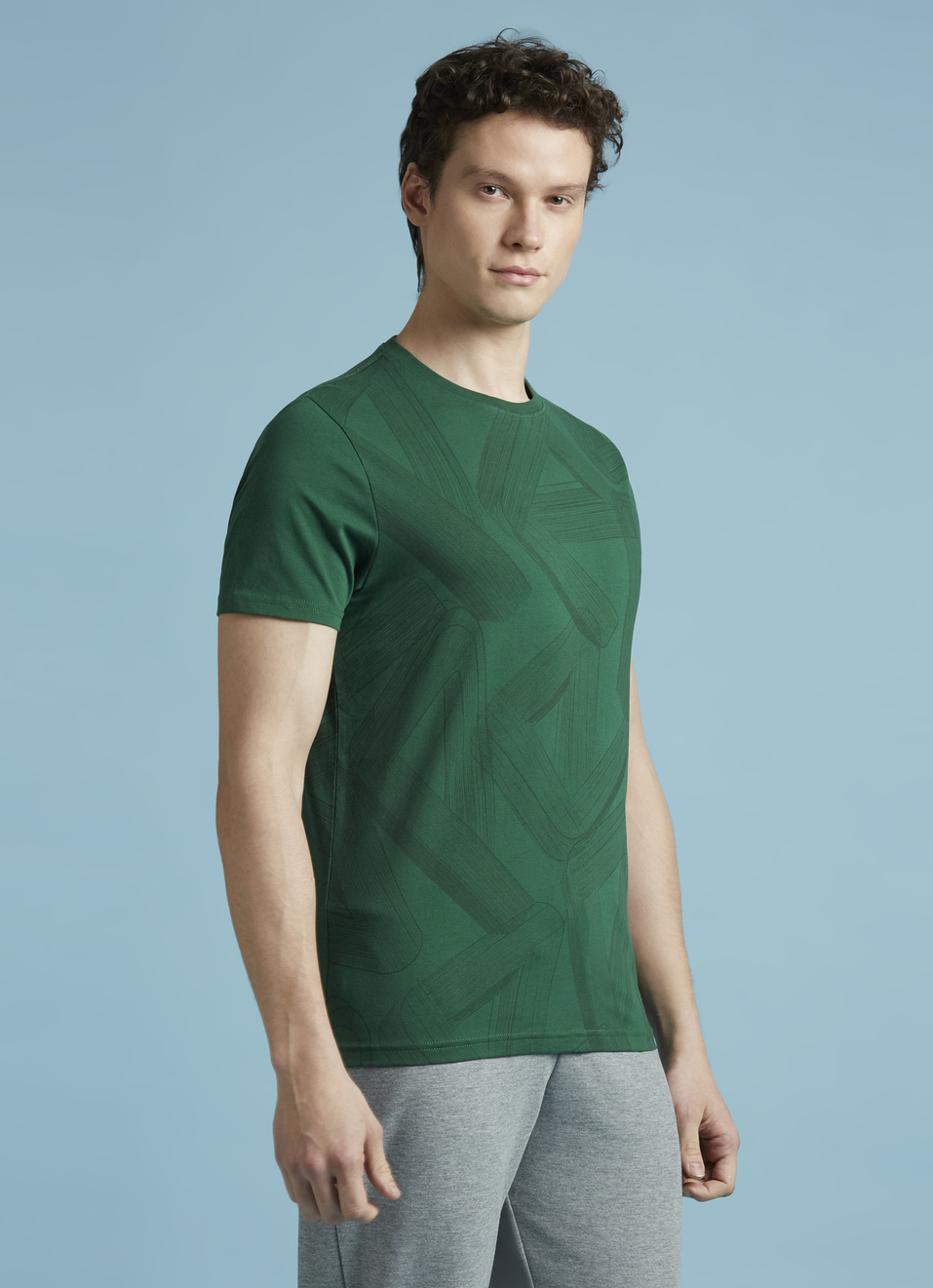 Green Typographic Print Short Sleeves T-shirt, , large image number 3