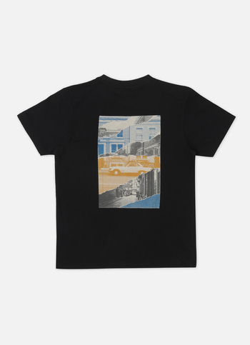 Boys Black Back Print Short Sleeve T-shirt